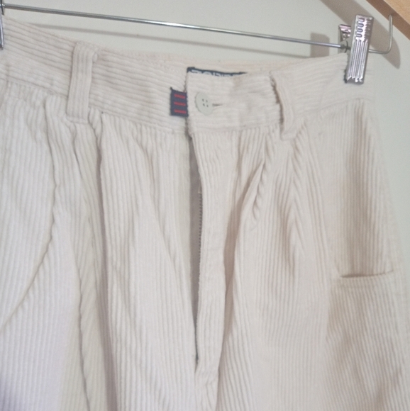 Esprit Sport Vintage pleated and tapered cream colored corduroy pants EUC size 7 - Picture 6 of 9